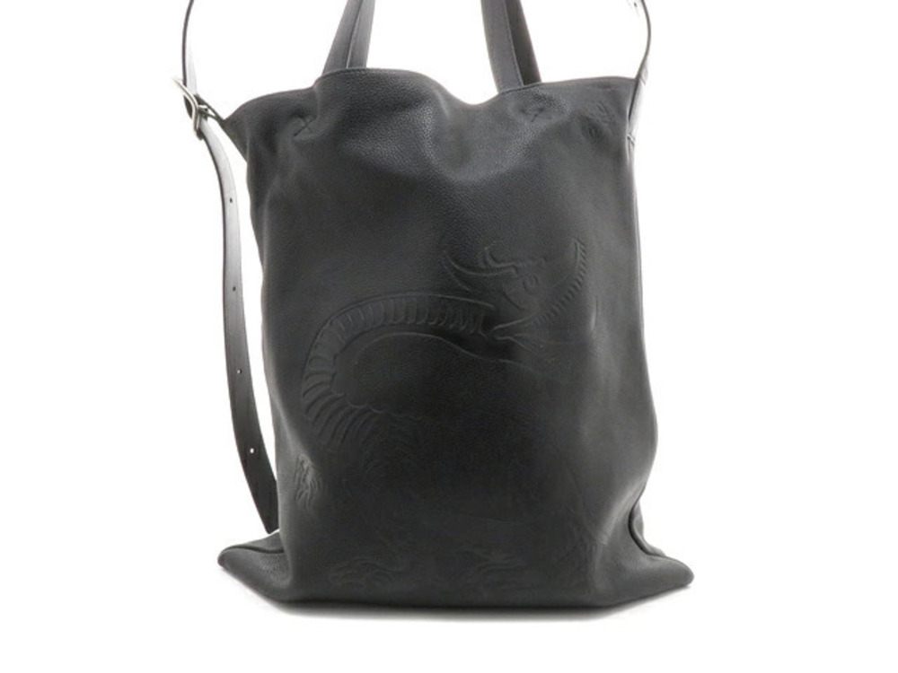 Loewe black leather tote bag William de Morgan embossed dragon motif